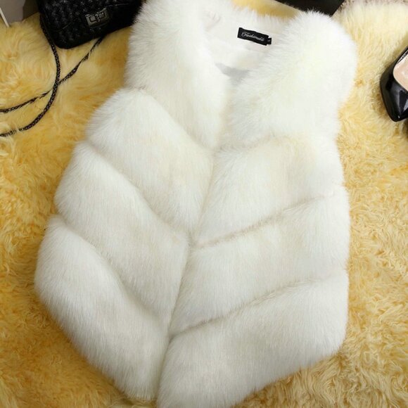 Jackets & Blazers - Eco-friendly vest, faux fox fur coat